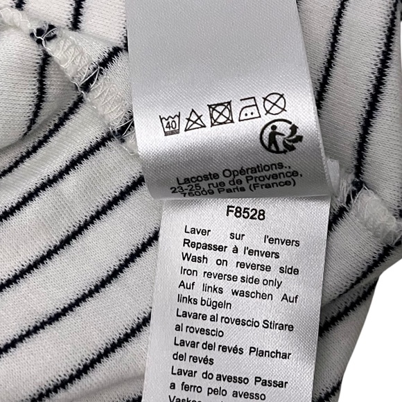 Lacoste Long Sleeve Cotton Navy Blue White Stripe Knit T-Shirt Dress Size 36 8 - Picture 7 of 9